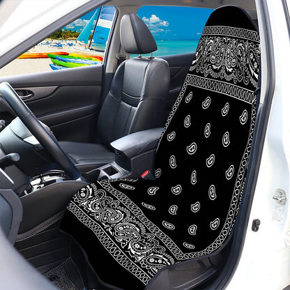 Black And White Paisley Bandana Print Waterproof Car Seat Cover