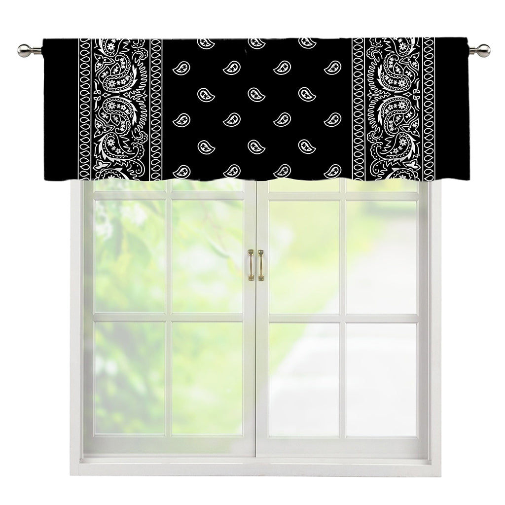 Black And White Paisley Bandana Print Window Valance