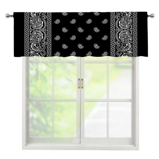 Black And White Paisley Bandana Print Window Valance