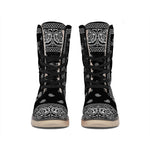 Black And White Paisley Bandana Print Winter Boots
