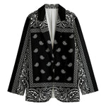Black And White Paisley Bandana Print Women's Blazer