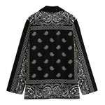 Black And White Paisley Bandana Print Women's Blazer