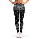 Black And White Paisley Bandana Print Women's Leggings