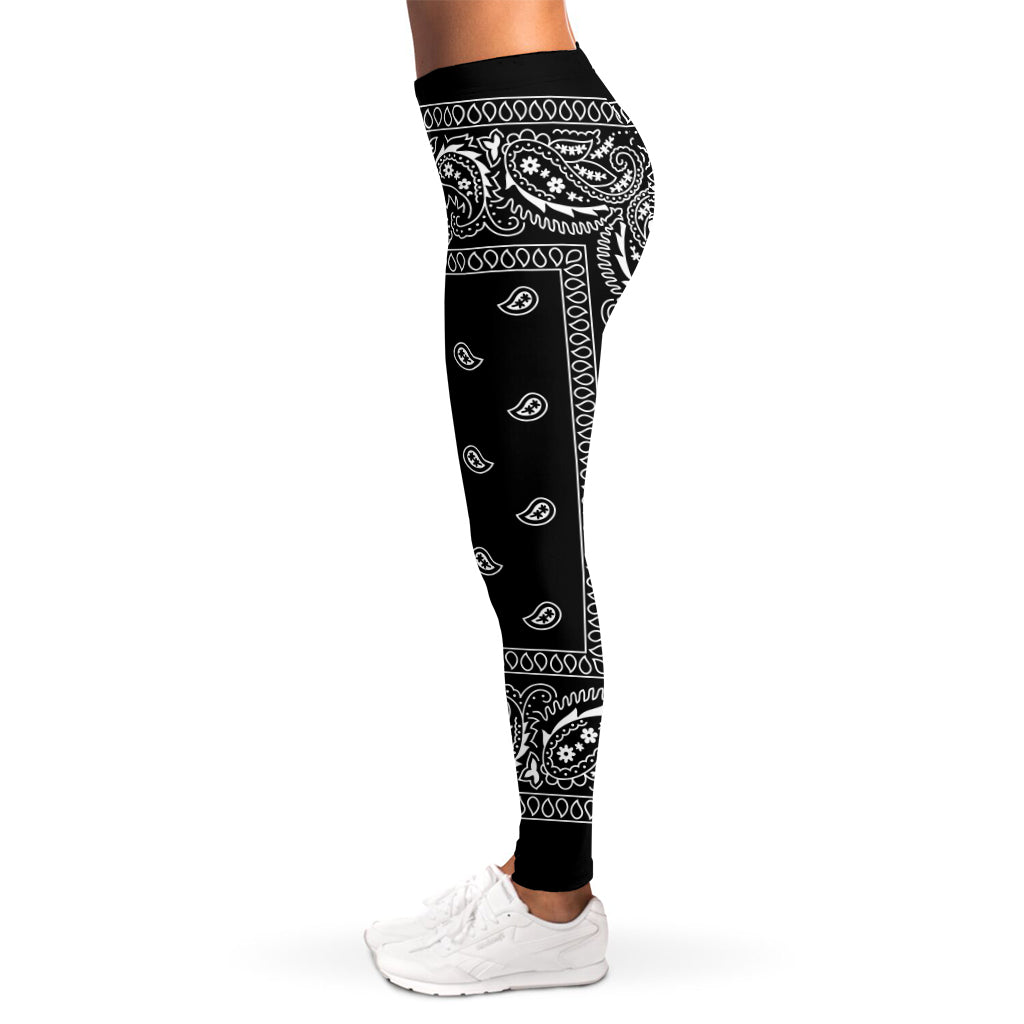 Black And White Paisley Bandana Print Women's Leggings