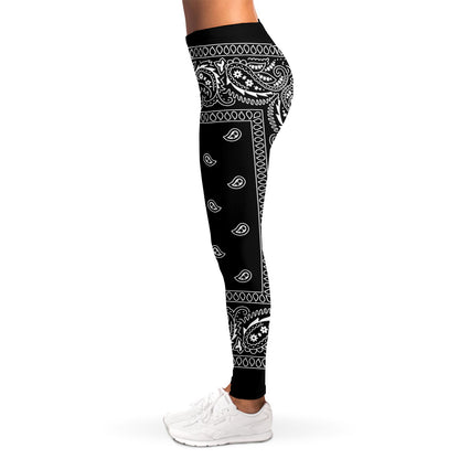Black And White Paisley Bandana Print Women's Leggings