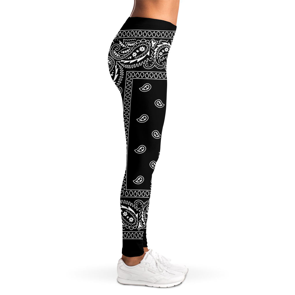 Black And White Paisley Bandana Print Women's Leggings