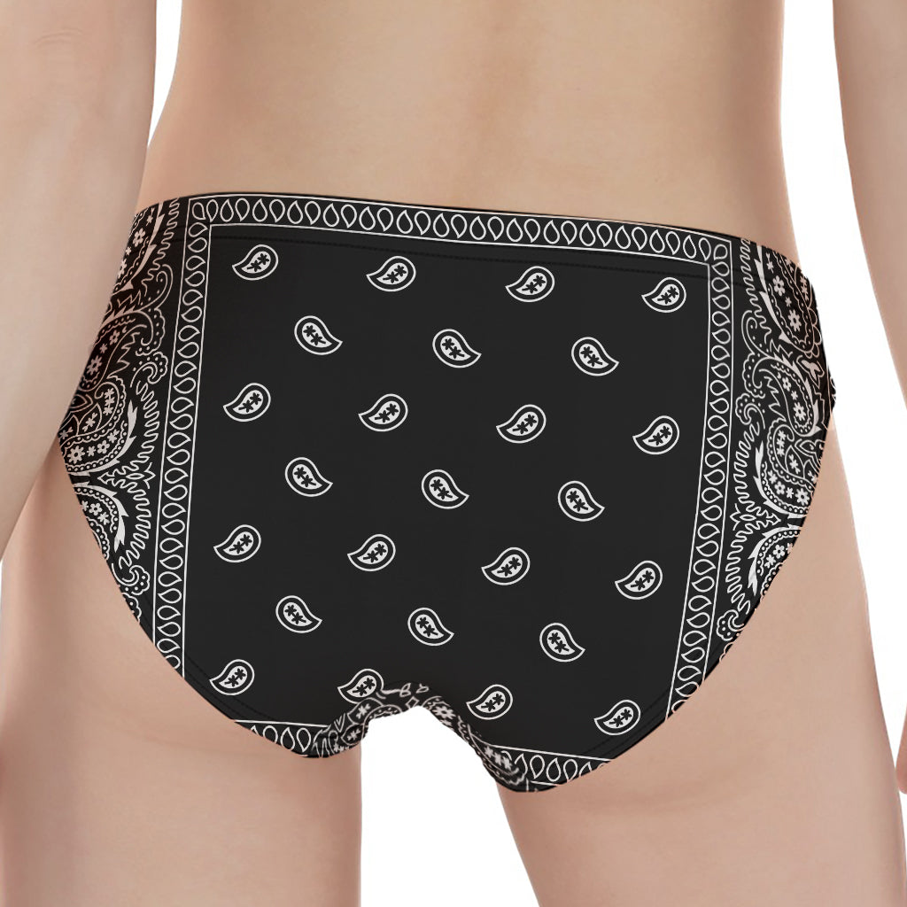 Black And White Paisley Bandana Print Women's Panties