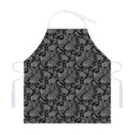 Black And White Paisley Pattern Print Adjustable Apron