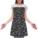 Black And White Paisley Pattern Print Adjustable Apron