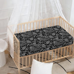 Black And White Paisley Pattern Print Baby Crib Sheet