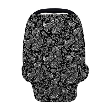Black And White Paisley Pattern Print Baby Seat Cover