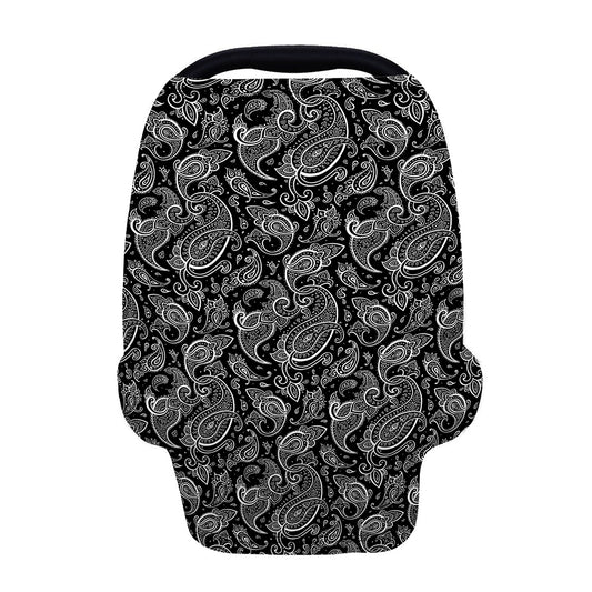 Black And White Paisley Pattern Print Baby Seat Cover