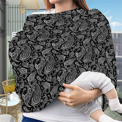 Black And White Paisley Pattern Print Baby Seat Cover