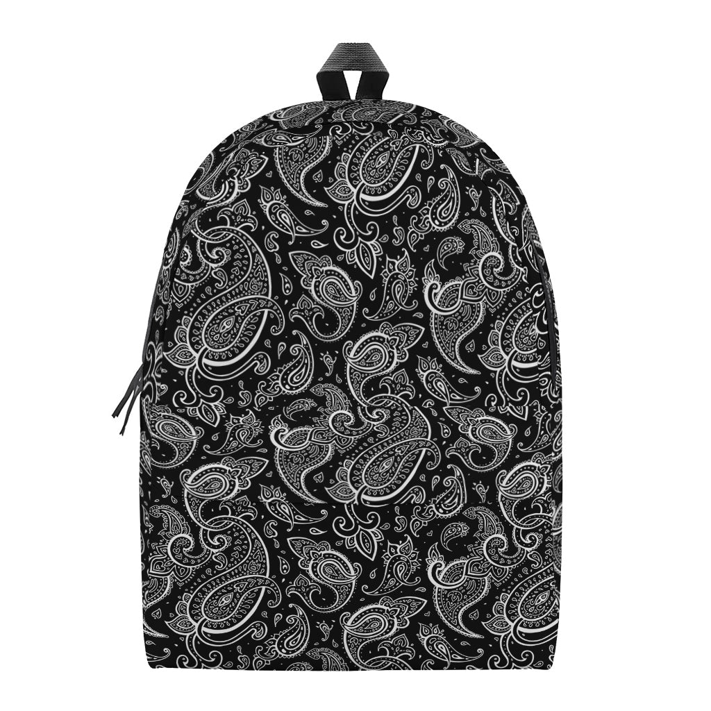 Black And White Paisley Pattern Print Backpack