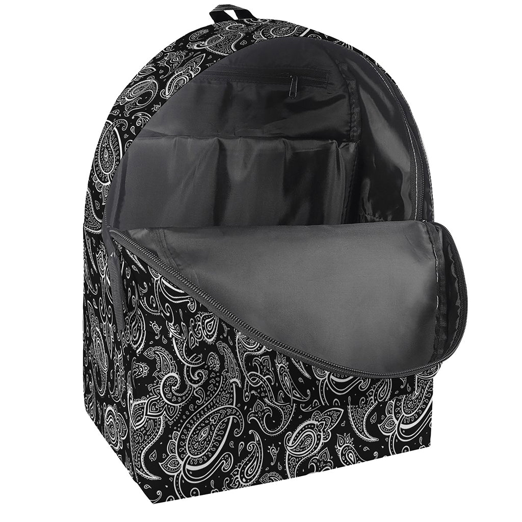 Black And White Paisley Pattern Print Backpack
