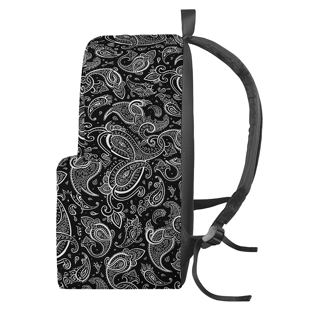 Black And White Paisley Pattern Print Backpack