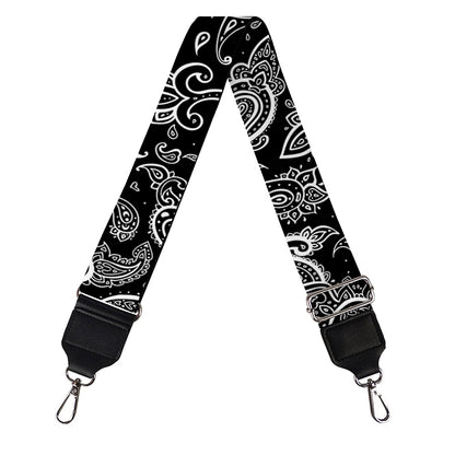 Black And White Paisley Pattern Print Bag Strap