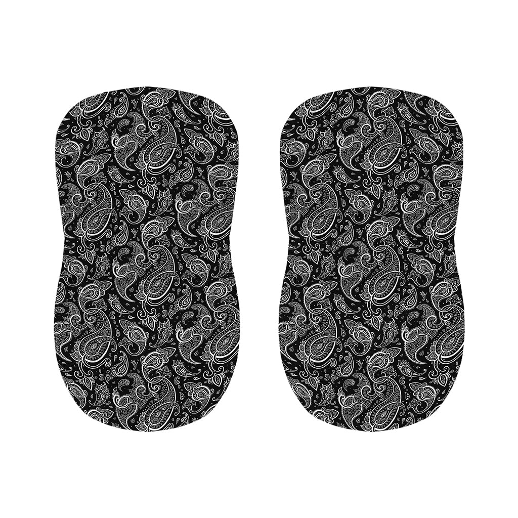 Black And White Paisley Pattern Print Bar Stool Covers