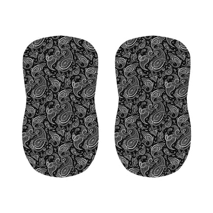 Black And White Paisley Pattern Print Bar Stool Covers
