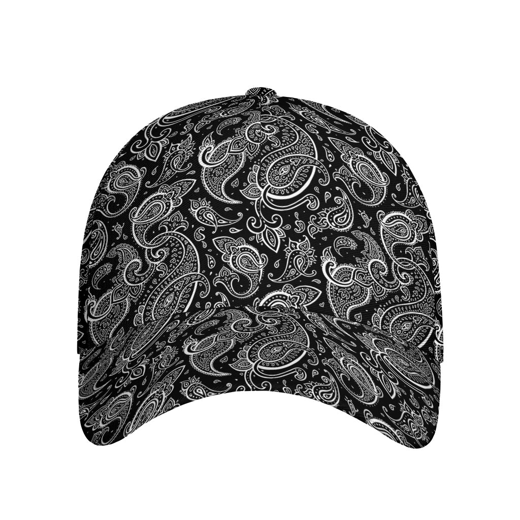 Black And White Paisley Pattern Print Baseball Cap
