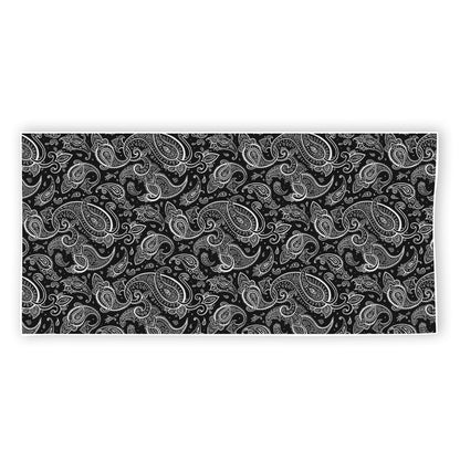 Black And White Paisley Pattern Print Beach Towel