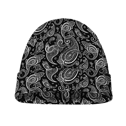 Black And White Paisley Pattern Print Beanie