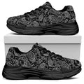 Black And White Paisley Pattern Print Black Chunky Shoes