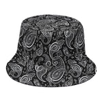 Black And White Paisley Pattern Print Bucket Hat