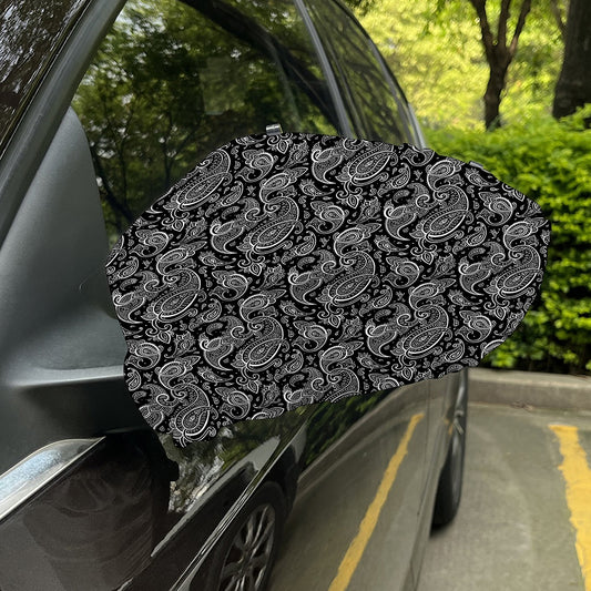 Black And White Paisley Pattern Print Car Side Mirror Covers