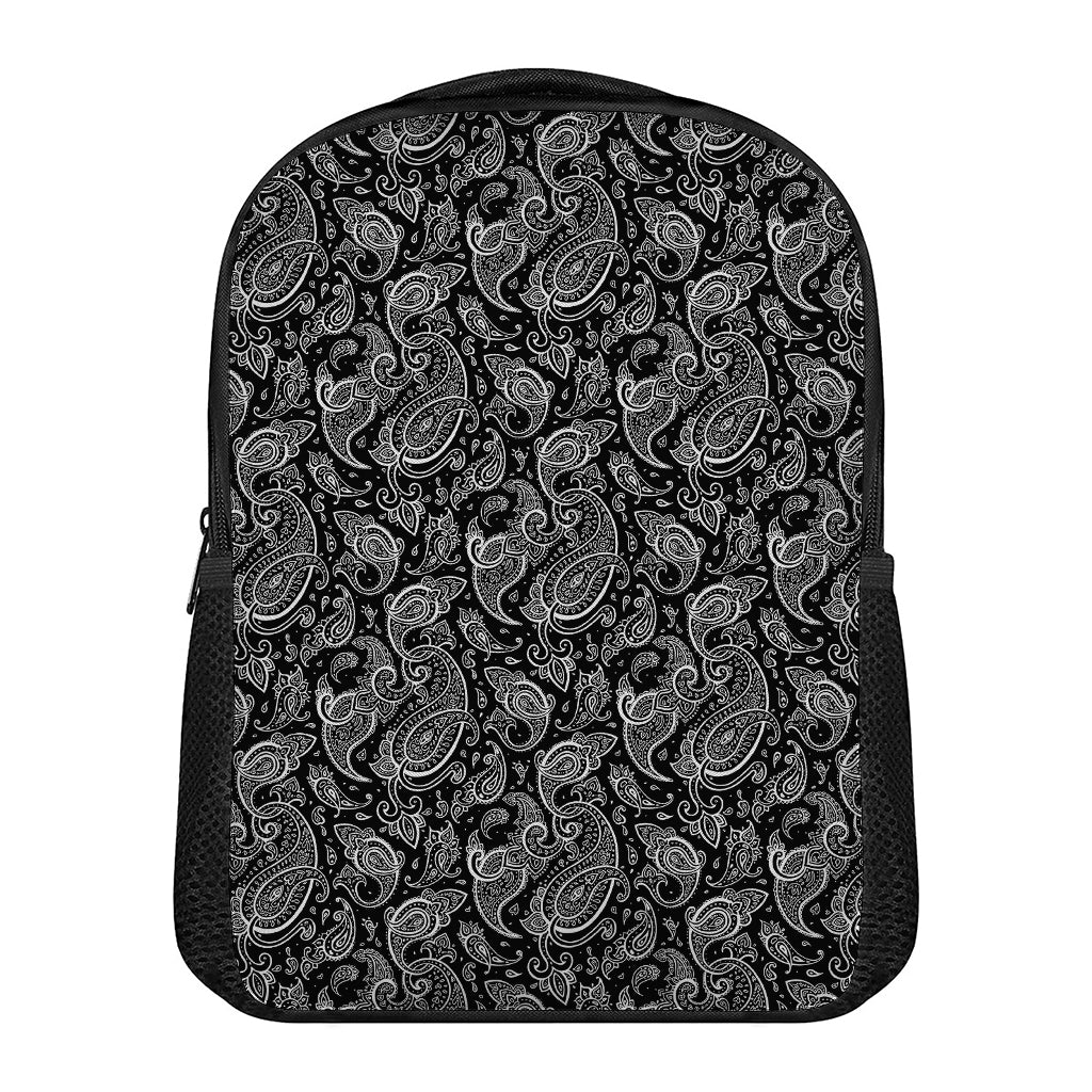 Black And White Paisley Pattern Print Casual Backpack