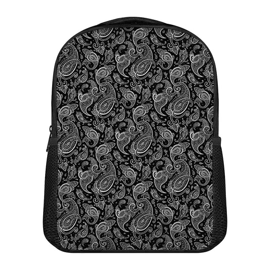 Black And White Paisley Pattern Print Casual Backpack