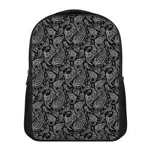 Black And White Paisley Pattern Print Casual Backpack