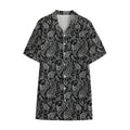 Black And White Paisley Pattern Print Cotton Hawaiian Shirt