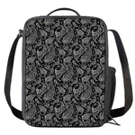 Black And White Paisley Pattern Print Crossbody Lunch Bag