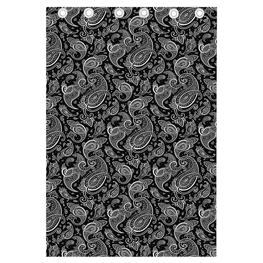 Black And White Paisley Pattern Print Curtain