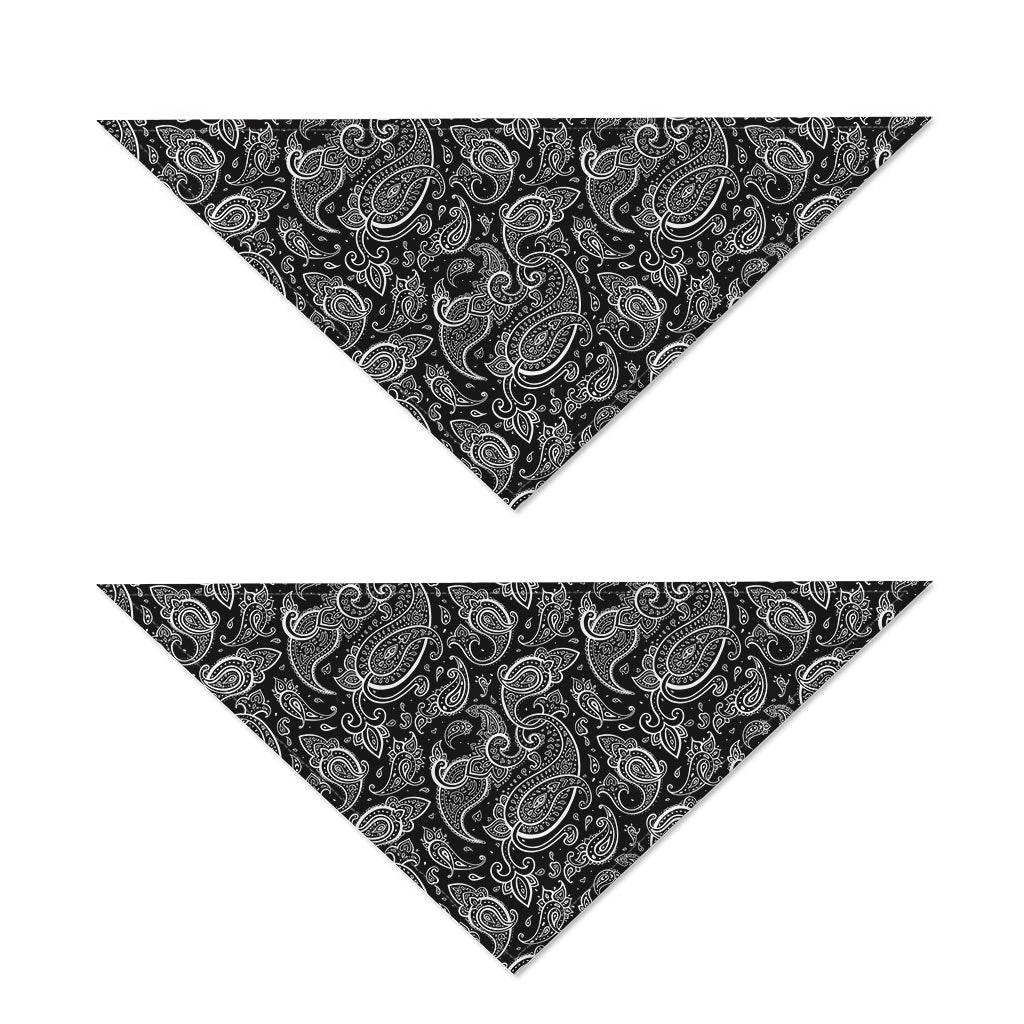 Black And White Paisley Pattern Print Dog Bandana