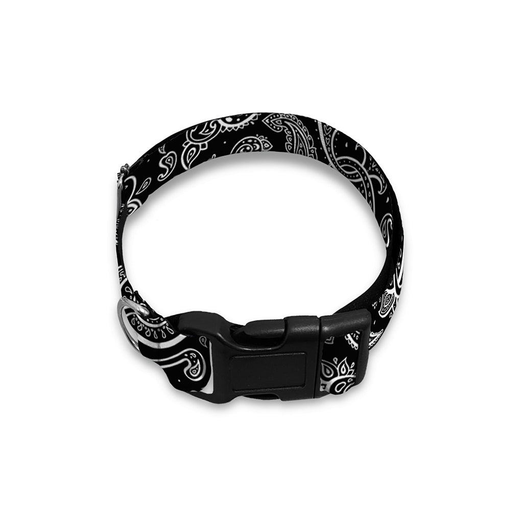 Black And White Paisley Pattern Print Dog Collar