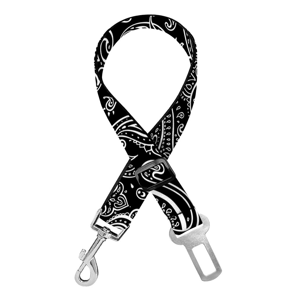 Black And White Paisley Pattern Print Dog Seat Belt