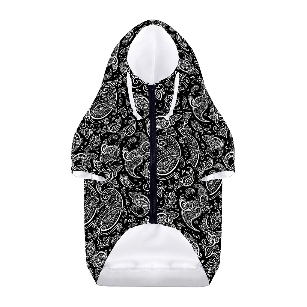 Black And White Paisley Pattern Print Dog Zip Up Hoodie