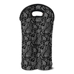 Black And White Paisley Pattern Print Double Neoprene Wine Tote