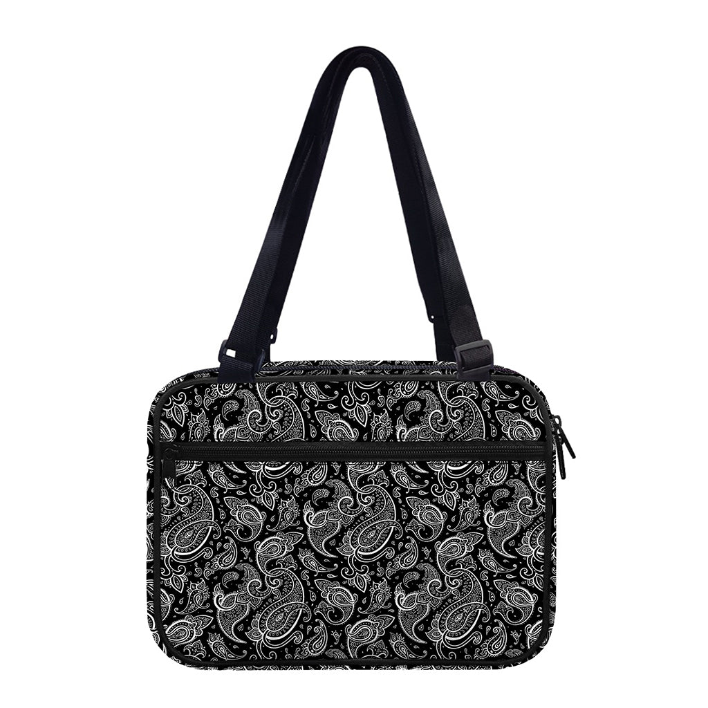 Black And White Paisley Pattern Print Double Strap Bible Bag