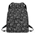 Black And White Paisley Pattern Print Drawstring Backpack