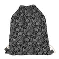 Black And White Paisley Pattern Print Drawstring Bag