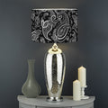 Black And White Paisley Pattern Print Drum Lamp Shade