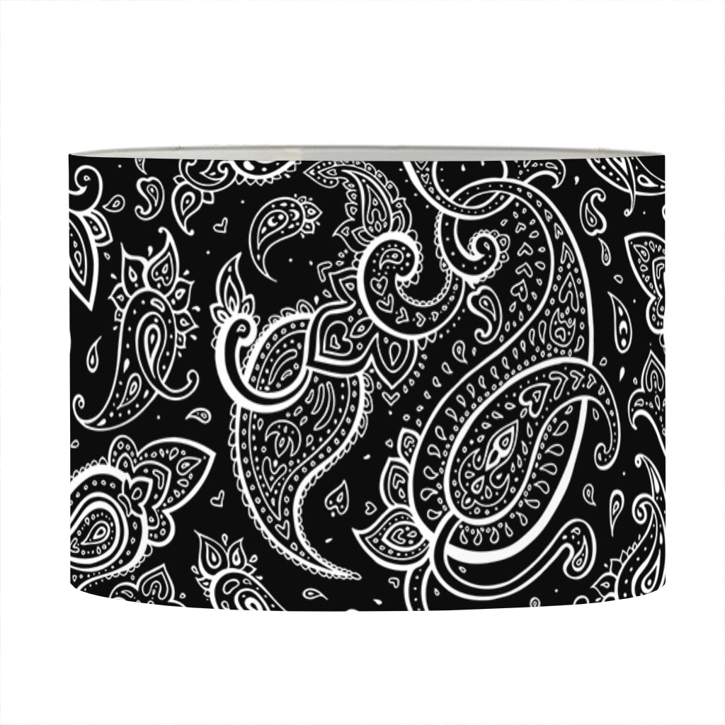 Black And White Paisley Pattern Print Drum Lamp Shade