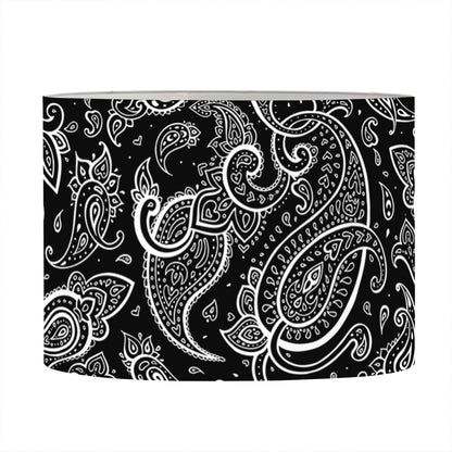 Black And White Paisley Pattern Print Drum Lamp Shade
