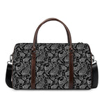 Black And White Paisley Pattern Print Duffle Bag