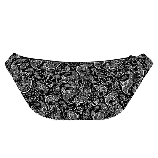 Black And White Paisley Pattern Print Fanny Pack