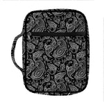 Black And White Paisley Pattern Print Front Pocket Bible Bag