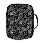Black And White Paisley Pattern Print Front Pocket Bible Bag